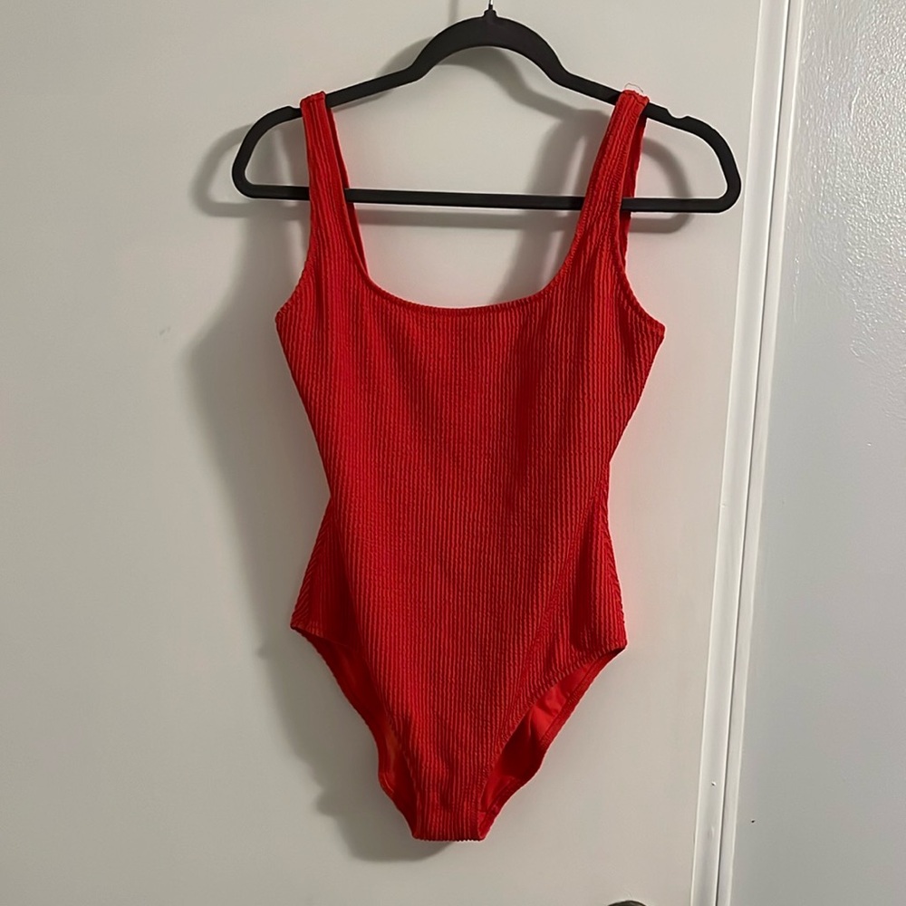 aerie Red Ribbed One-Piece Swimsuit